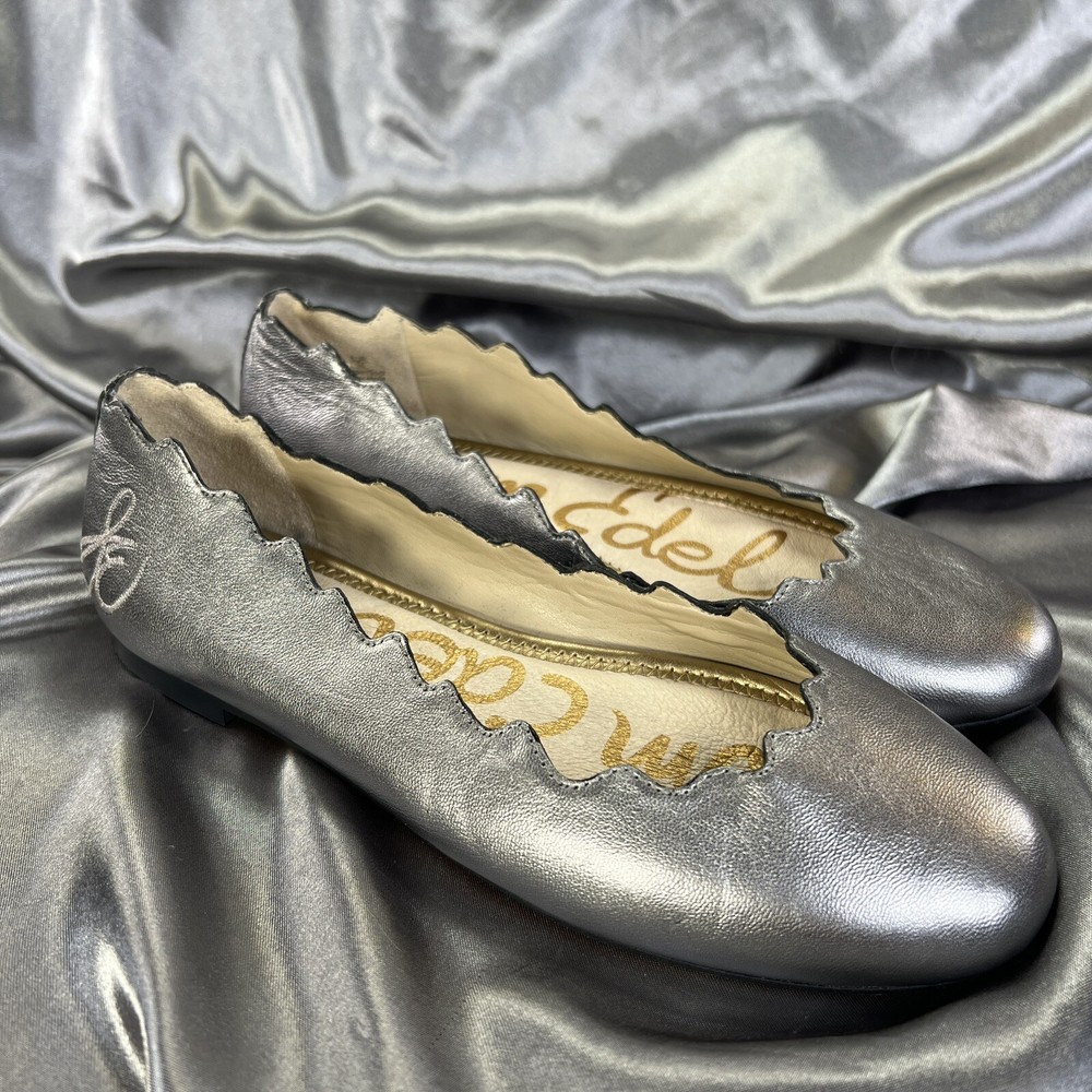 Sam Edelman Finnegan Silver Embroidered Ballet Flats Women’s Size 5
