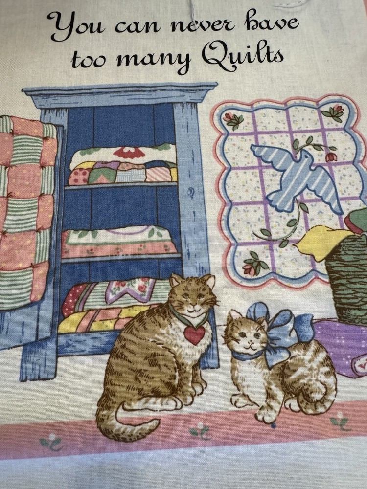 Cotton Fabric Panel Life Scraps Never Have Too Many Quilts Patchwork Kitty Cats