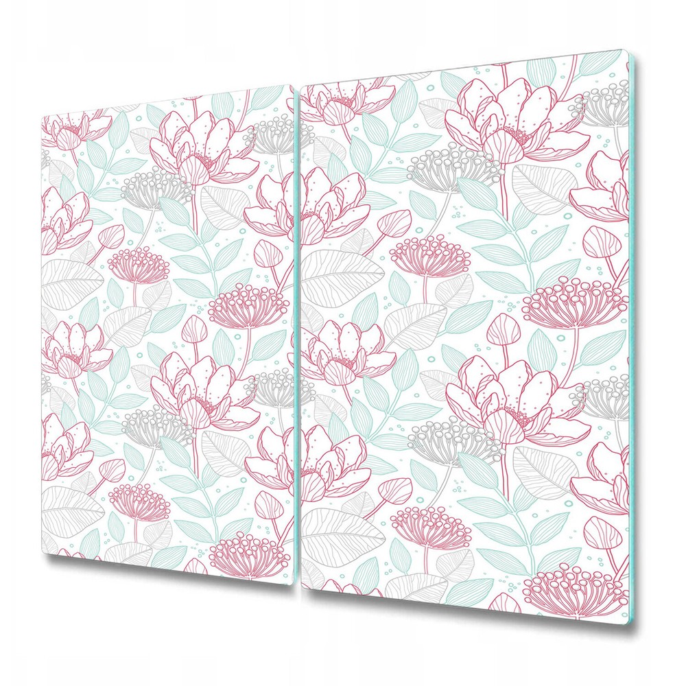 Tempered Glass Cutting Board Floral Colourful outlines Flowers Subtle 2x30x52