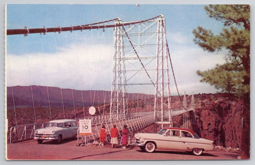 Royal Gorge Suspension Bridge Canon City CO 1950s Vintage Cars Postcard