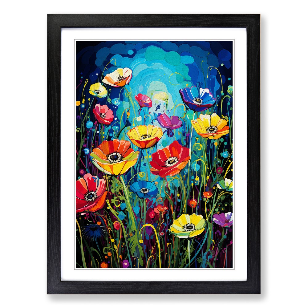 Wildflowers Pop Wall Art Print Framed Canvas Picture Poster Decor Living Room