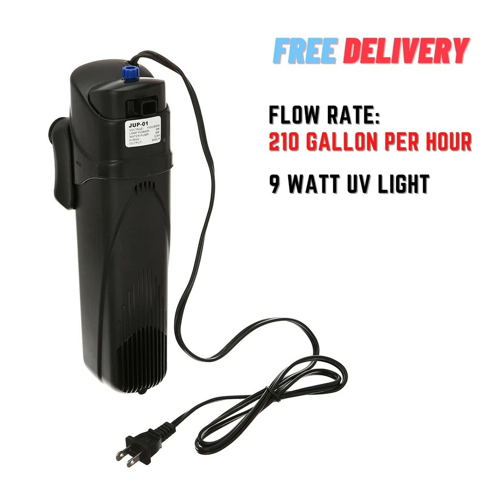UV Sterilizer Submersible Filter Pump 210GPH 9V Light Aquarium Tank Garden Pond