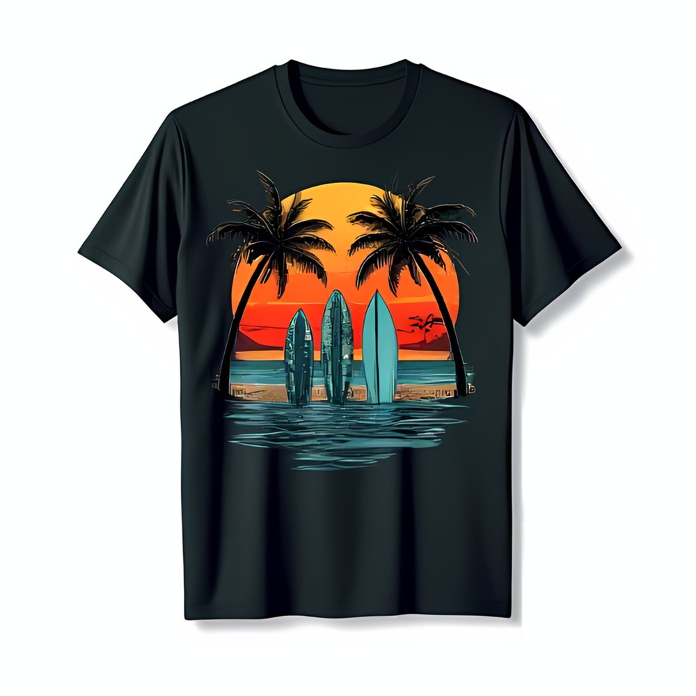 Vibrant Graphic Design on Black T-Shirt Eye Catching Chest Print for Style