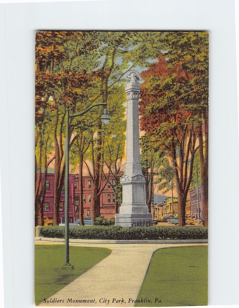 Postcard Soldier's Monument City Park Franklin Pennsylvania USA