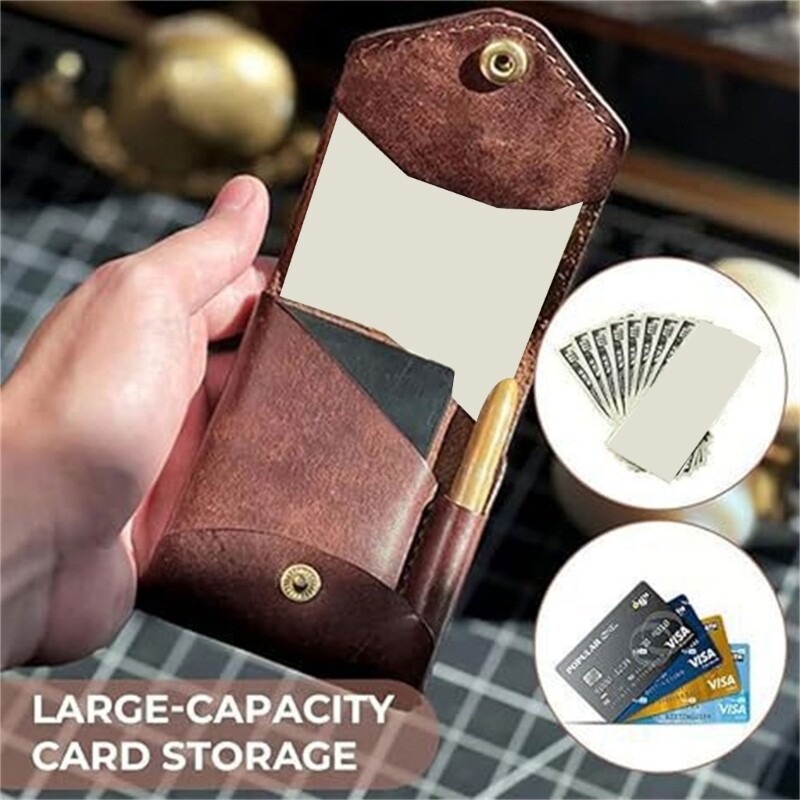 Vintage PU Leather Men's Compact Wallet with Card Holder and Pen Slot