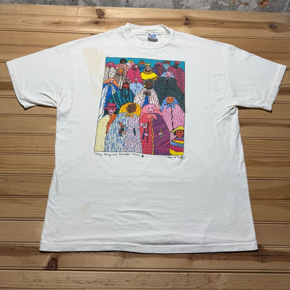 Vintage 1990 Many Strong and Beautiful Women Kiki Suarez Graphic T-Shirt USA XL