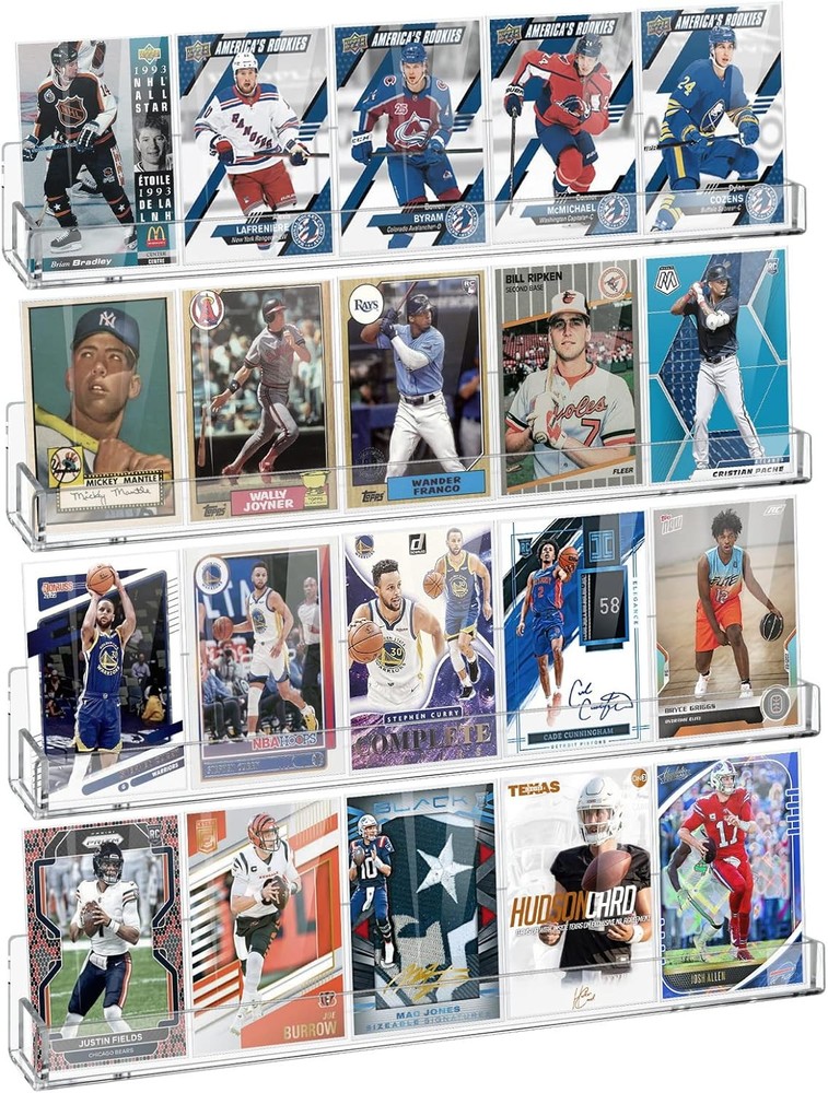 tutata Sports Card Display Shelf for Wall, Hold 16 Graded or 20 Sleeved Clear