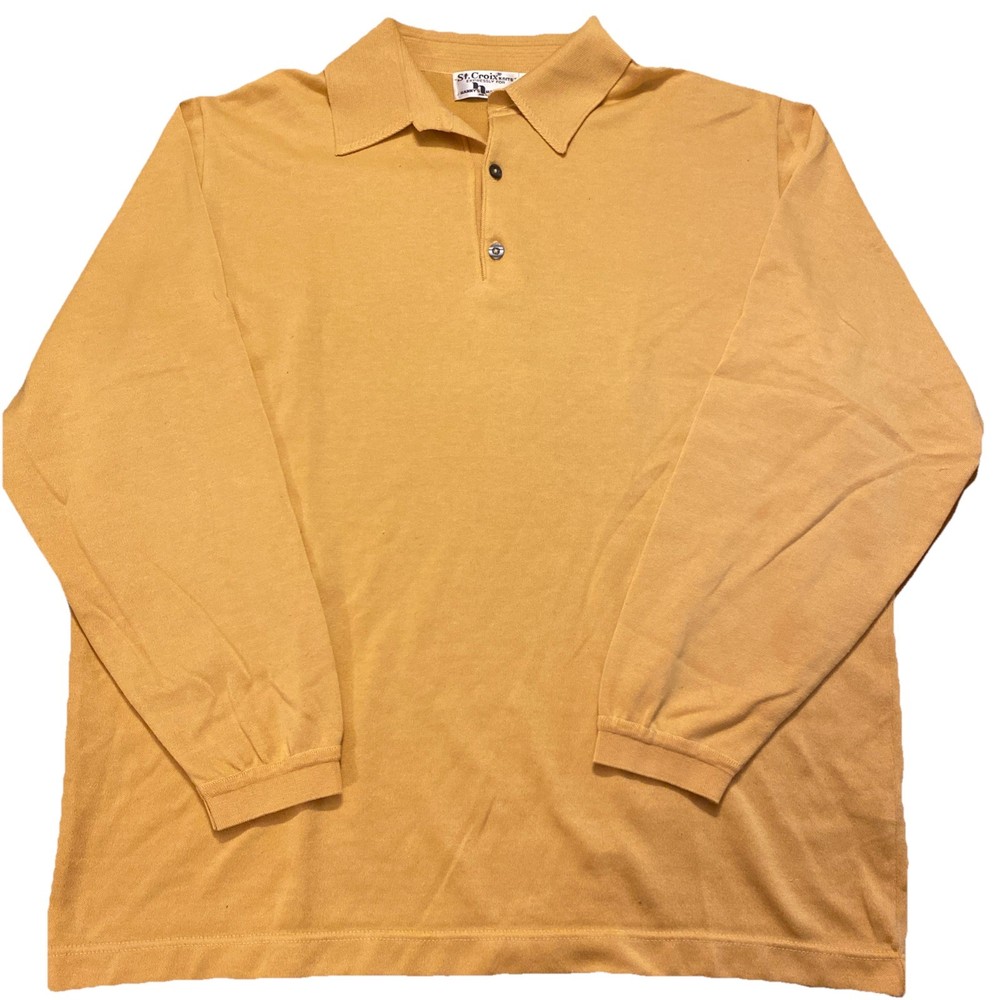 Vintage St Croix Men’s Long Sleeve Polo Shirt Size Large Made In USA Golf Yellow