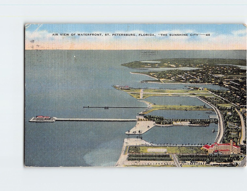 Postcard Aerial View Waterfront St. Petersburg Florida USA