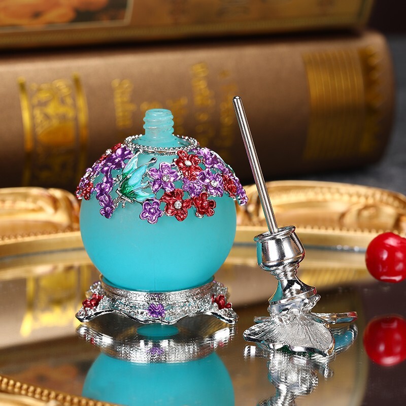 Luxury Enamelled Alloy Perfume Bottle Arabian Middle Eastern Style Empty 25ML