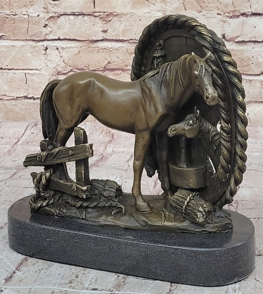 Equestrian Show Horse Foal Equine Sculpture Barn Ranch Art Bronze Marble Statue