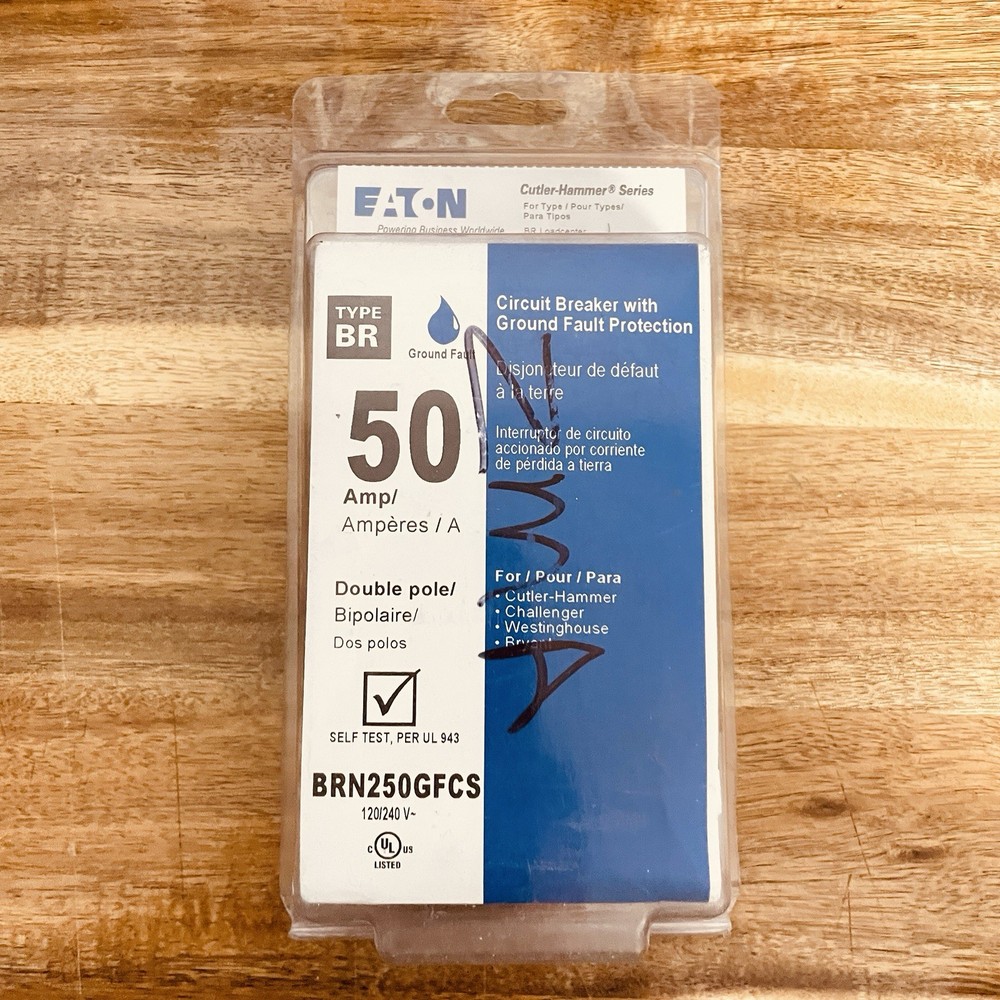 Eaton BRN250GFCS 2 Pole 50A 120/240V Circuit Breaker GFCI Ground Fault