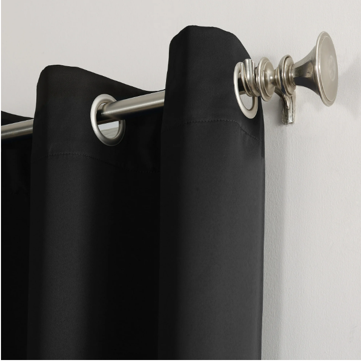 Sun Zero Nolan Blackout Grommet Curtain Panel 40x84 Black Energy Efficient  