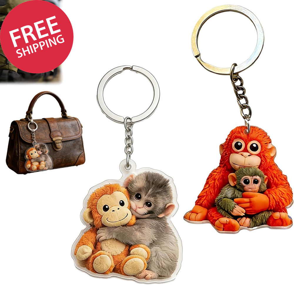 Cute 2 Pack Punch Monkey Keychain - Fun Plush Toy for Bags & Gifts