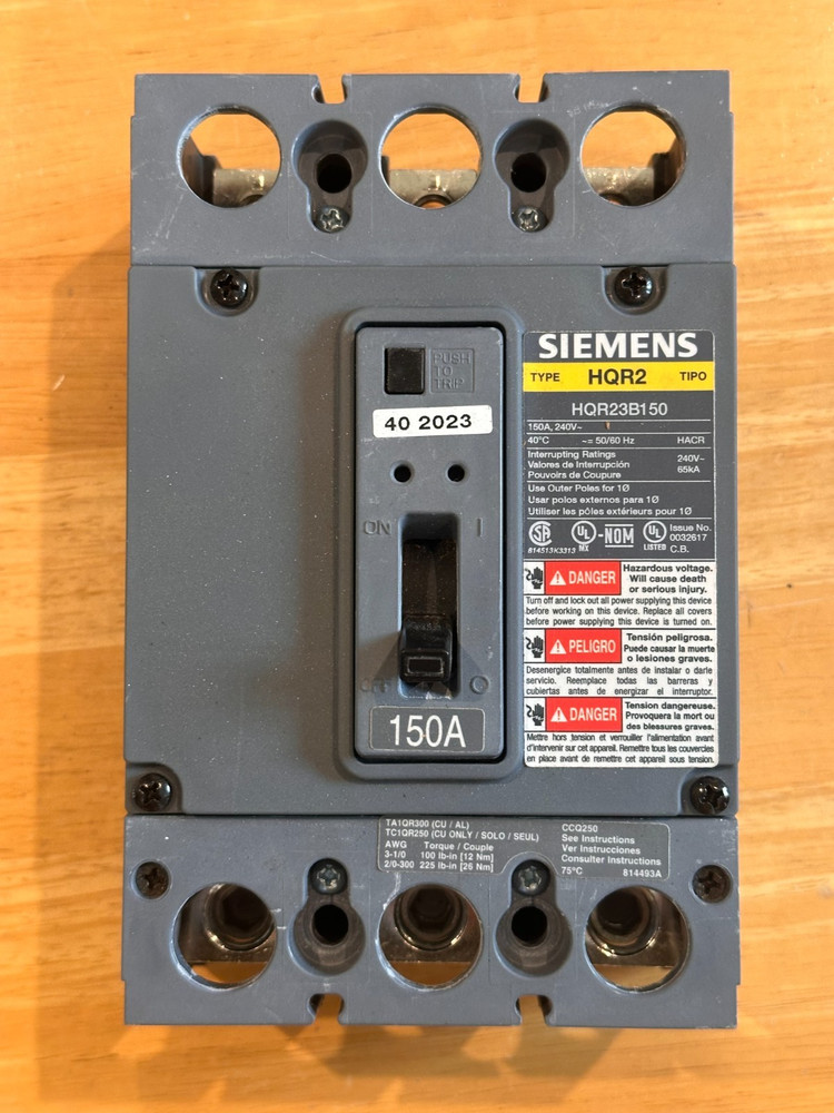 Siemens - HQR23B150 - Molded Case Circuit Breaker - 150A, 3-Phases, 240V