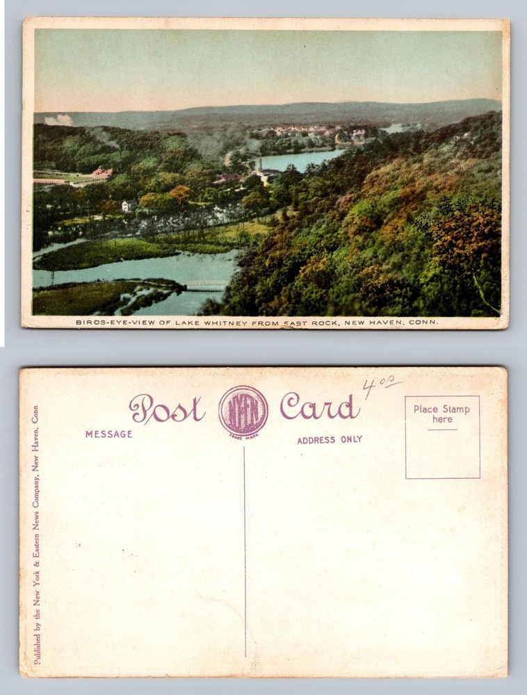 New Haven, CT-Connecticut, Lake Whitney East Rock View PC Vintage Postcard