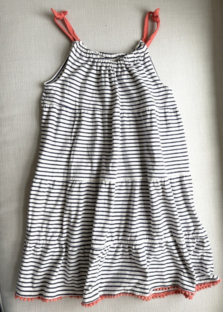 MINI BODEN Girl’s Sundress Size 7/8 Knit Jersey Summer Dress, Nautical Stripes