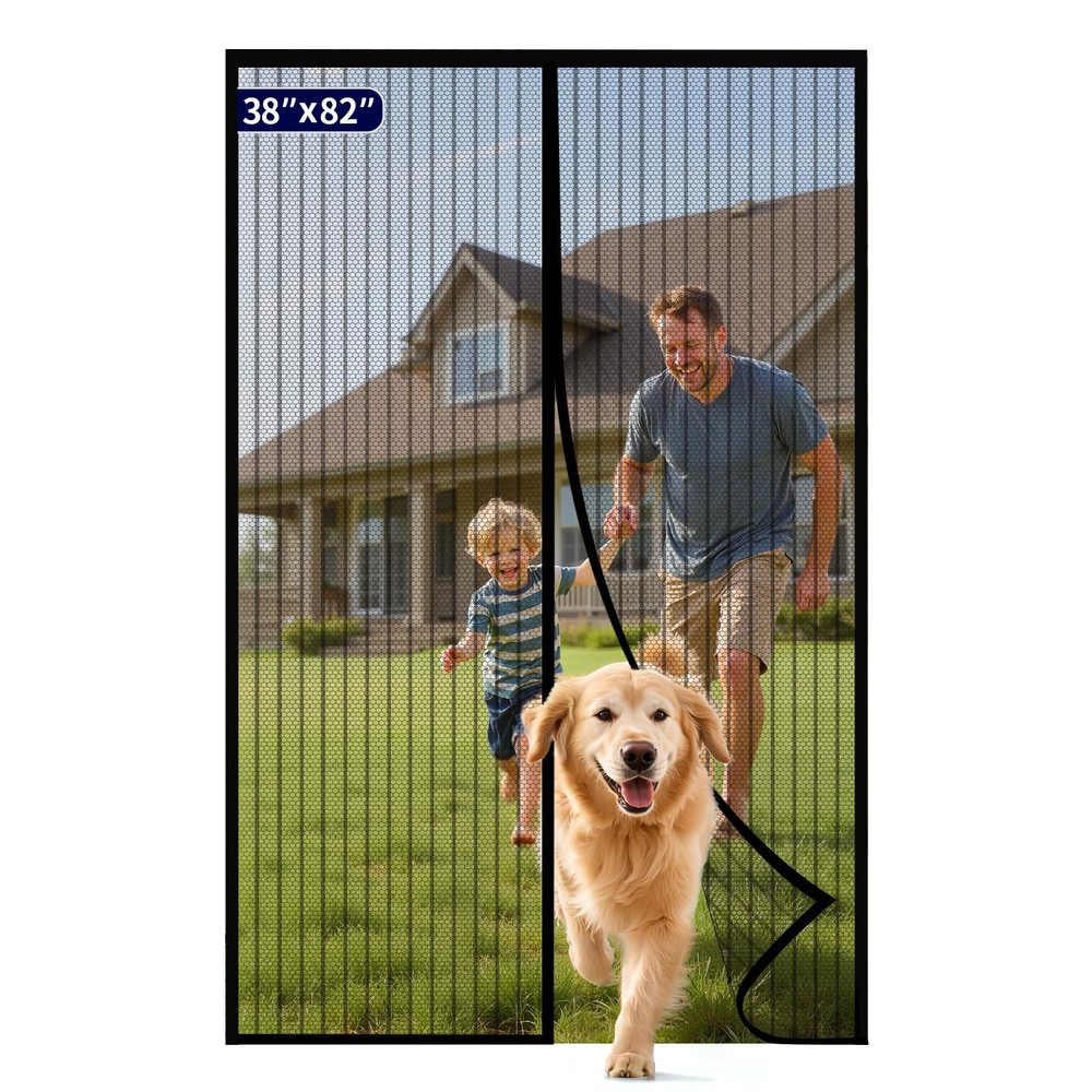 Kitsure Magnetic Screen Door - 38.0 x 82.0 in Retractable Screen Door Mesh for F