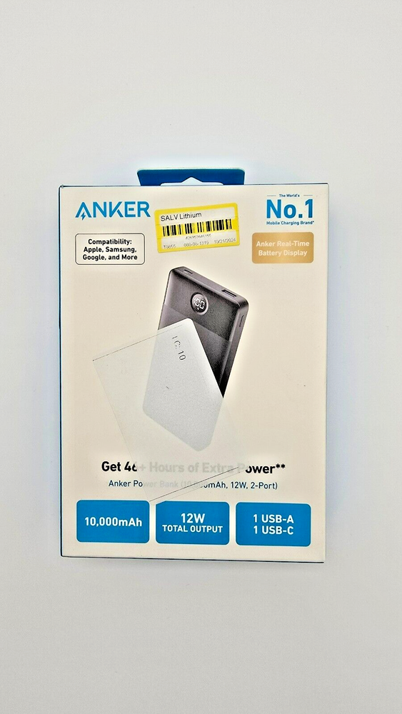 Anker 10000mAh 12W Portable Power Bank in Sleek Black