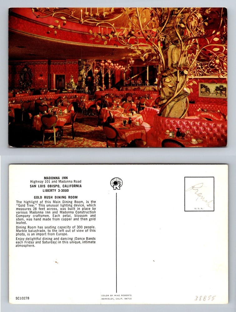 San Luis Obispo CA-California Madonna Inn Gold Rush Dining Room Vintage Postcard