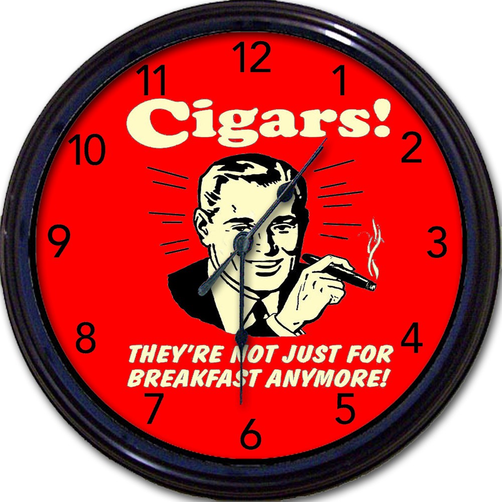 Cigar Tobacco Stogie Smoking Wall Clock Not Just For Breakfast Man Cave New 10