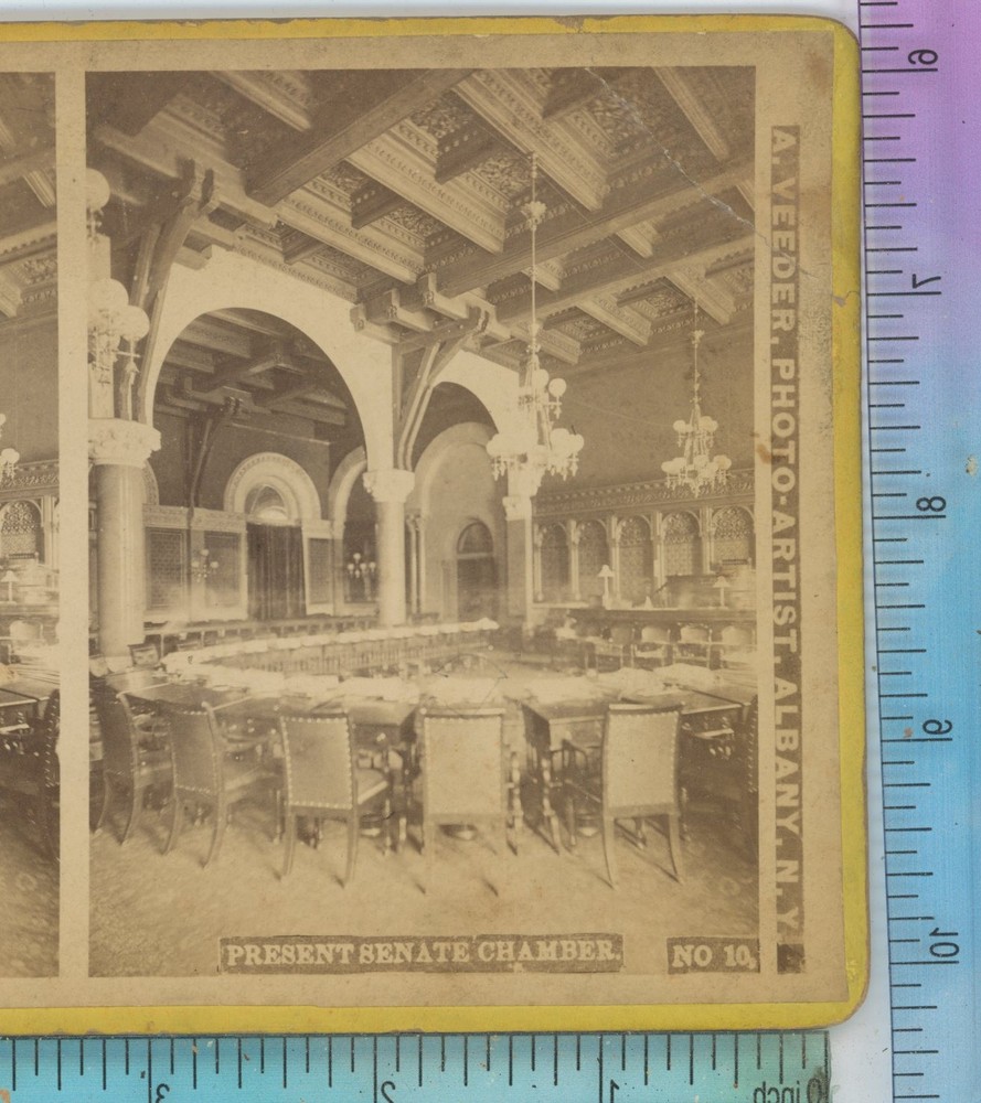 Senate Chamber Albany NY New Capitol A. Veeder Stereoview