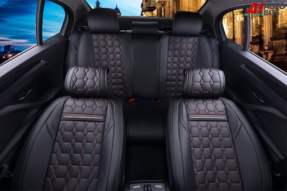 Luxury Black PU Leather Full Set Seat Covers Padded Soft For Land Rover HQ