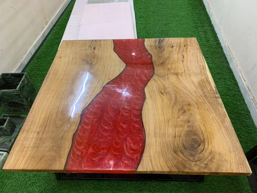 Red Epoxy Wood Coffee Table Epoxy Sofa Table Resin River Table Bedroom Furniture