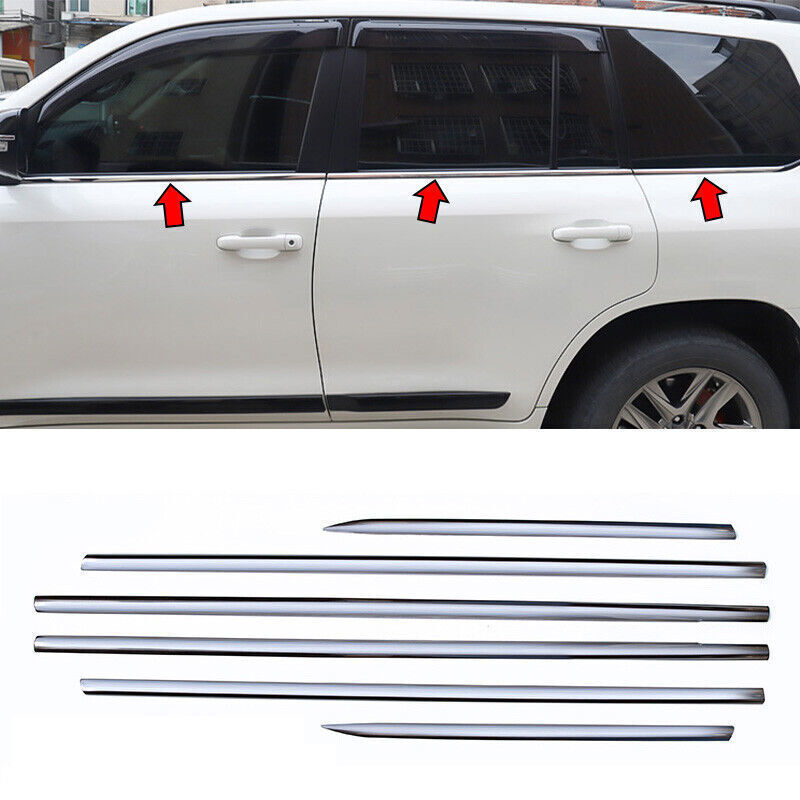 For Toyota Land Cruiser 08-21 Chrome steel Window Bottom Strip Sill Overlay Trim