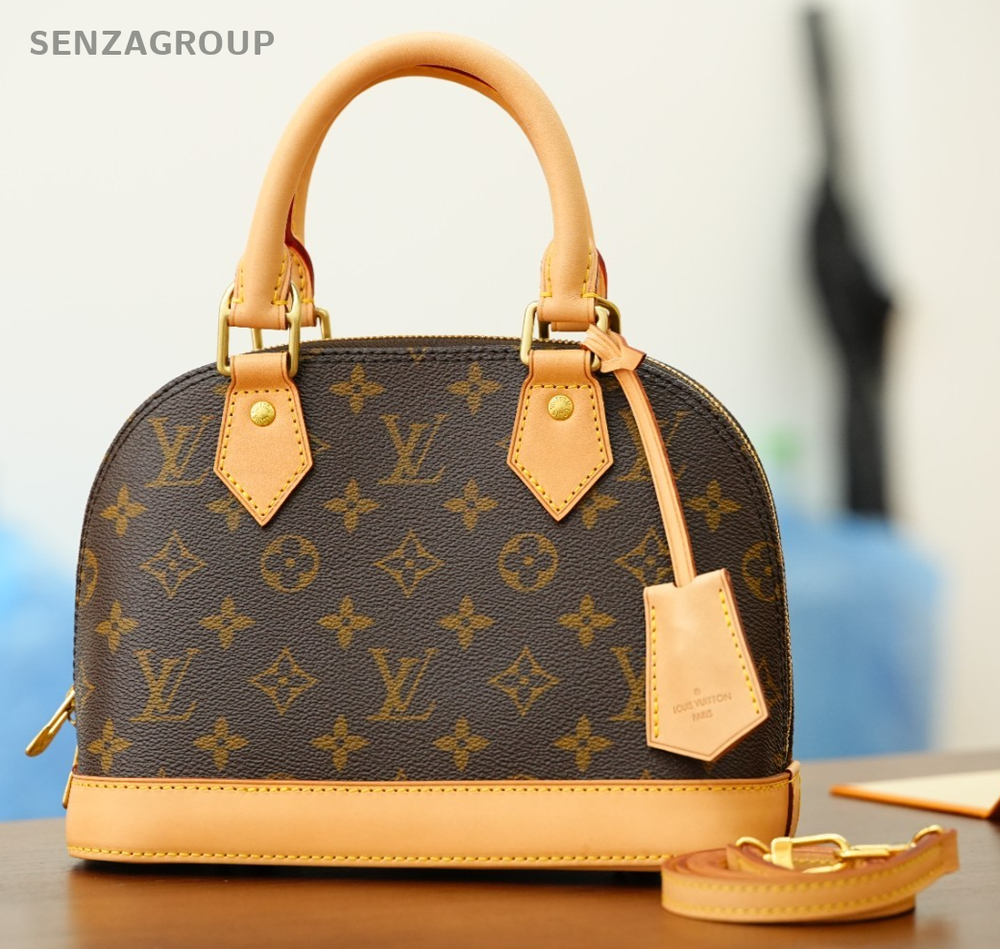 Louis Vuitton Alma bb Monogram Top Handle 2way Shoulder Handbag Women Brown