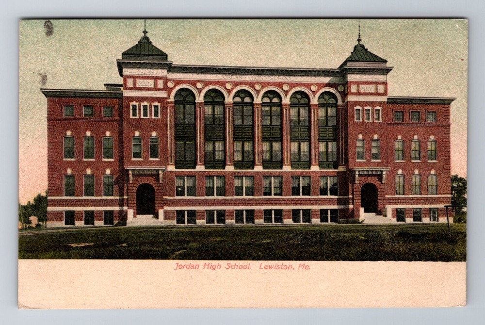 Lewiston ME-Maine, Jordan High School, c1909 Antique Vintage Souvenir Postcard