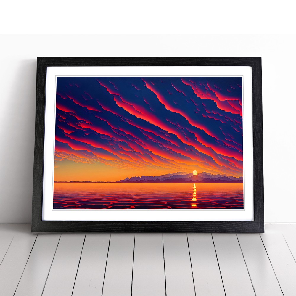 Contemporary Ocean Sunset Wall Art Print Framed Canvas Picture Poster Decor
