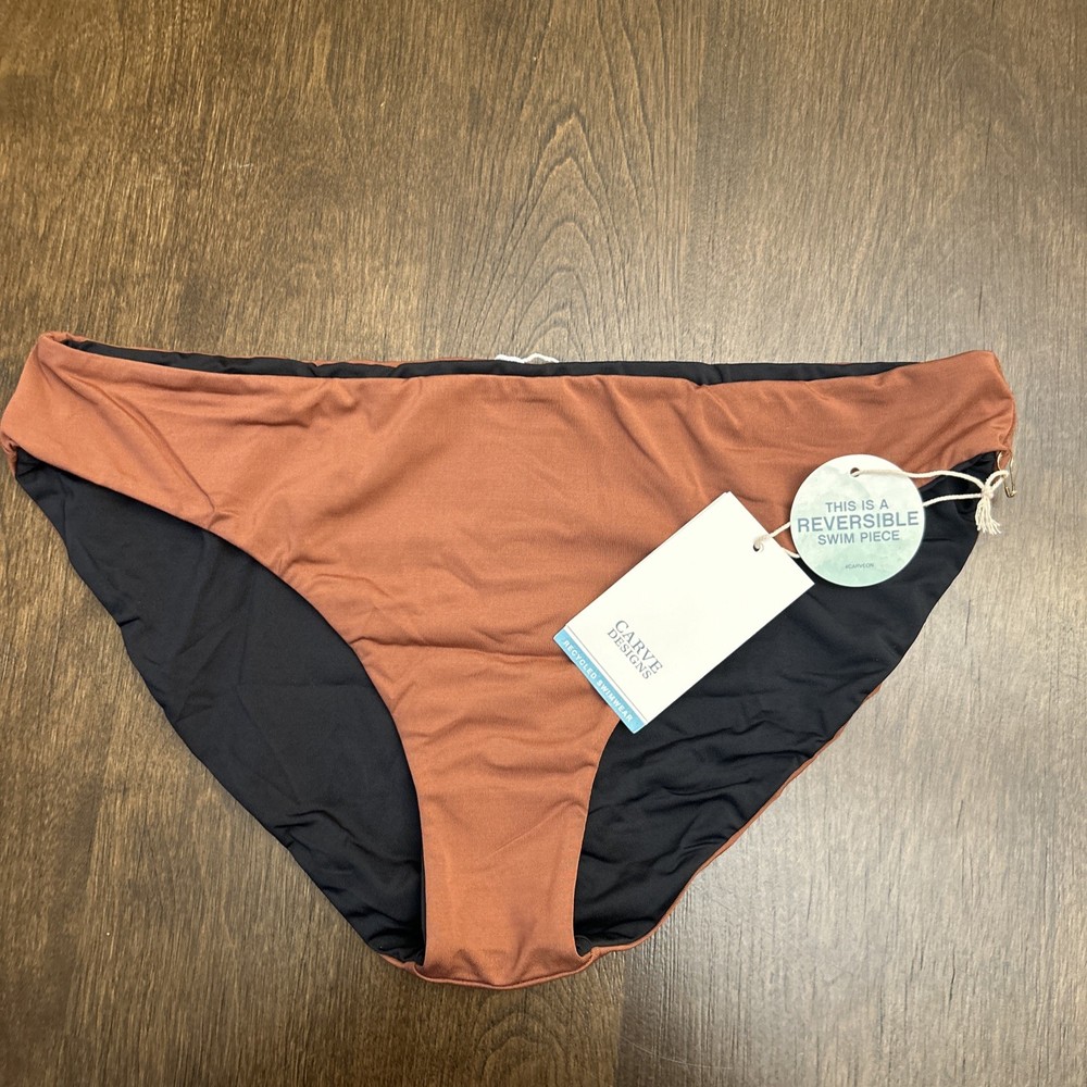 Carve Designs Reversible Black/Brown High Waist Erin Bikini Bottoms Size Large