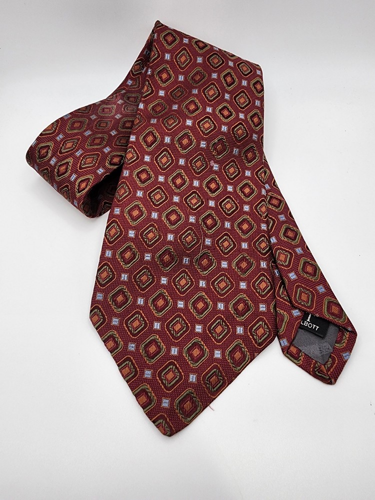ROBERT TALBOTT Best of Class Men's Silk Necktie Designer Geometric Red/Blue GUC