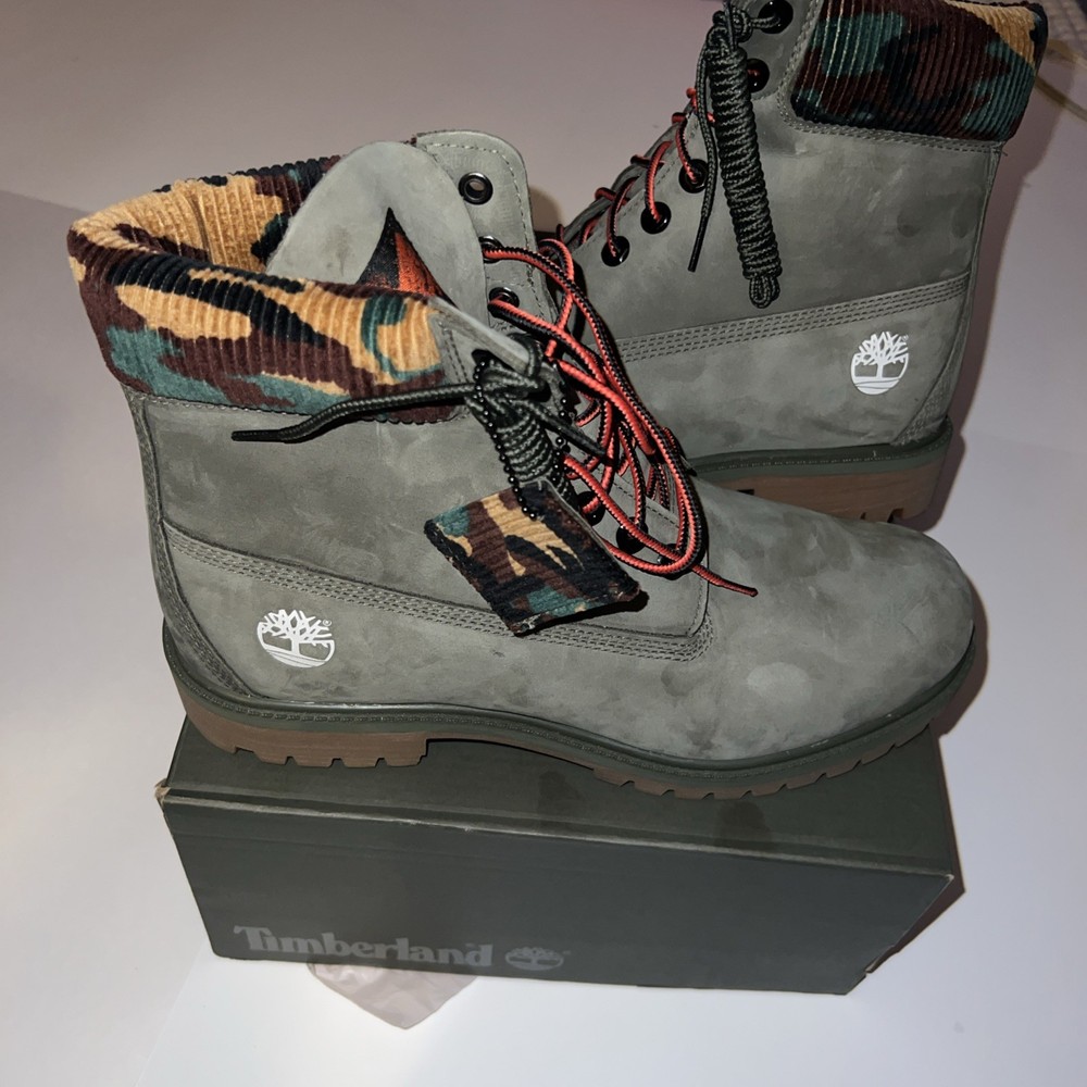 Timberland Men's 6-Inch Premium Dark Green Nubuck Camo Boots Size 10 New