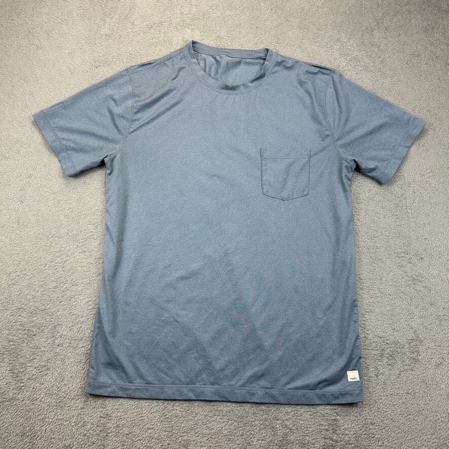 Vuori Tradewind Performance Short Sleeve Shirt Blue Size Mens L Stretch Gym