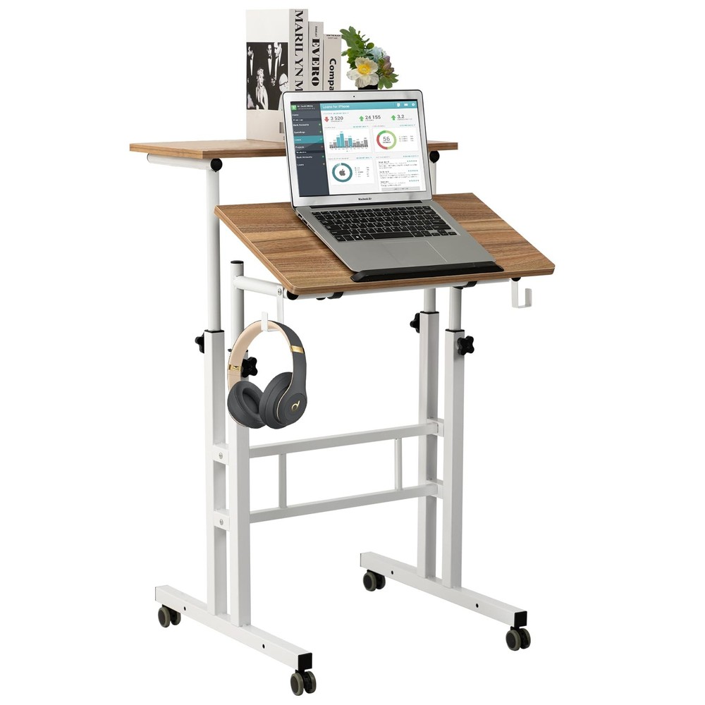 Small Standing Desk, Portable Stand Up Desk, Height Adjustable Mobile Standin...