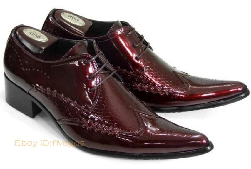 Mens Real Leather Dress Formal Business Shoes Pointy Toe Party Carved Oxfords Sz