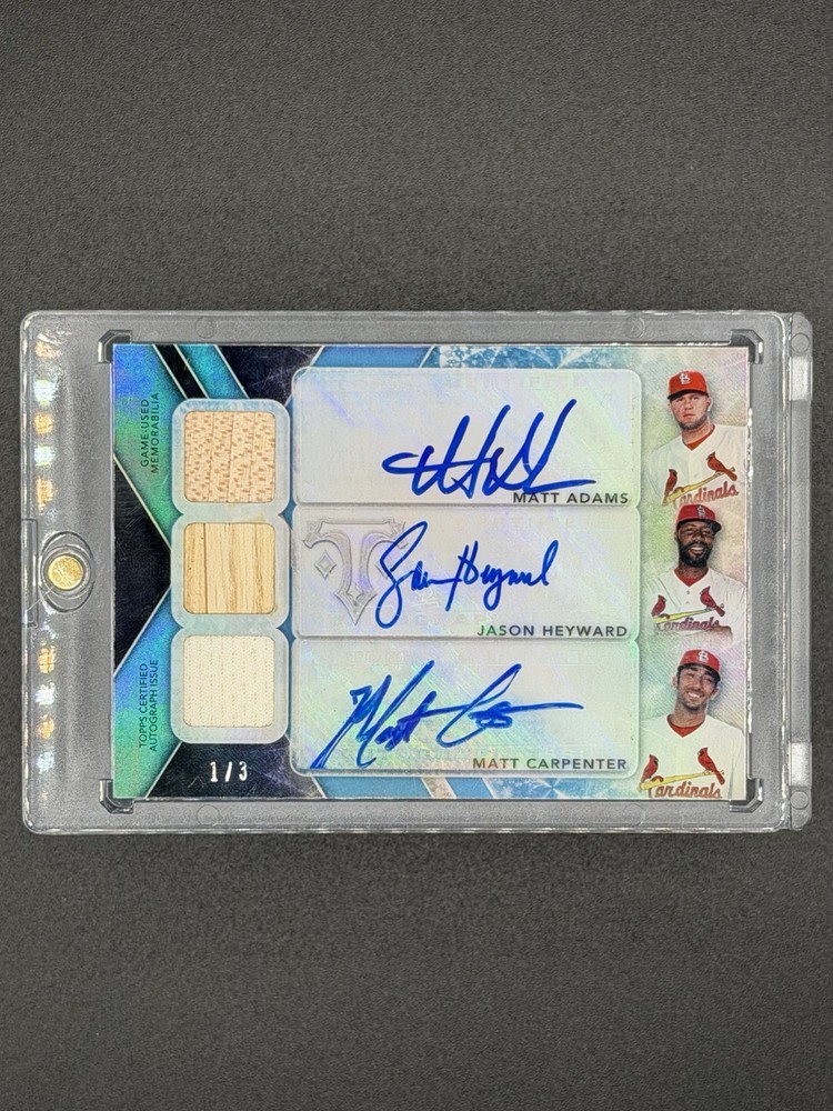 2015 Topps Triple Threads Auto Relic Jason Heyward Matt Carpenter Matt Adams /3