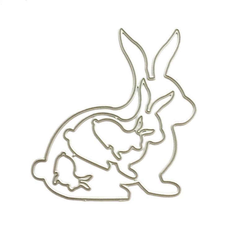 Lovely Rabbit Family Metal Cutting Dies Stencil DIY Scrapbooking Album Stamp Pap