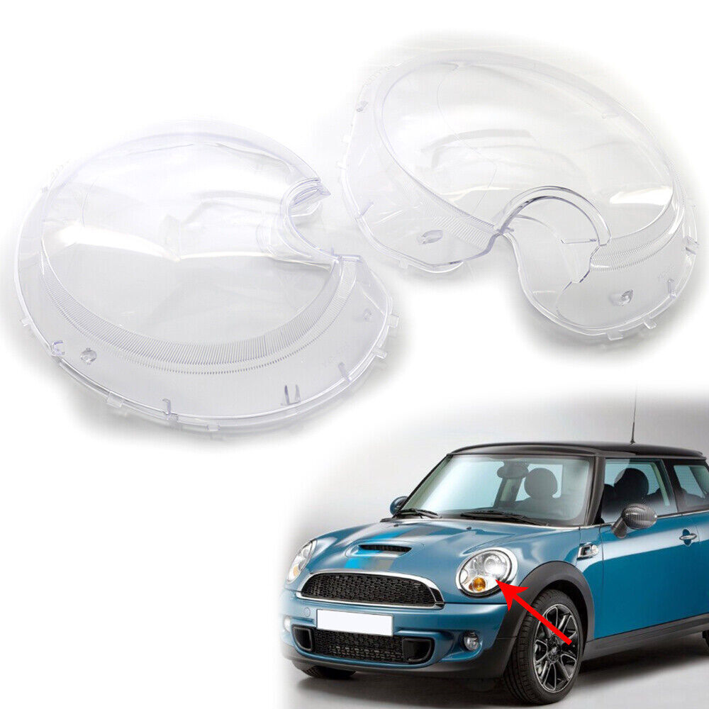 2PC Front Right Left Headlight Lens Cover For Mini Cooper R56 Hatchback 2007-13