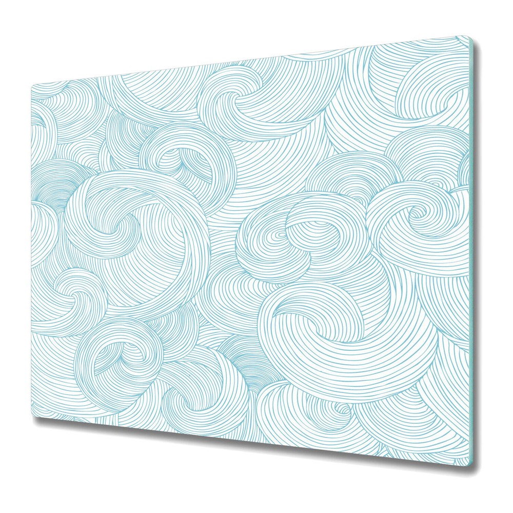 Glass Chopping Cutting Board Worktop Saver Japanese waves cute ocean 60x52
