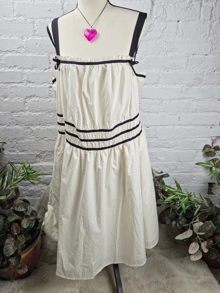 Torrid White Poplin Black Straps Lined Mini Dress 3X Pin Up Retro NWT