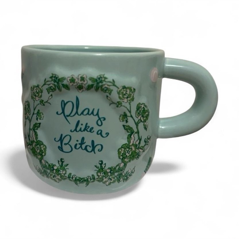 Urban Outfitters Green Ceramic Mug 8 fl oz “Play Like a Bitch”