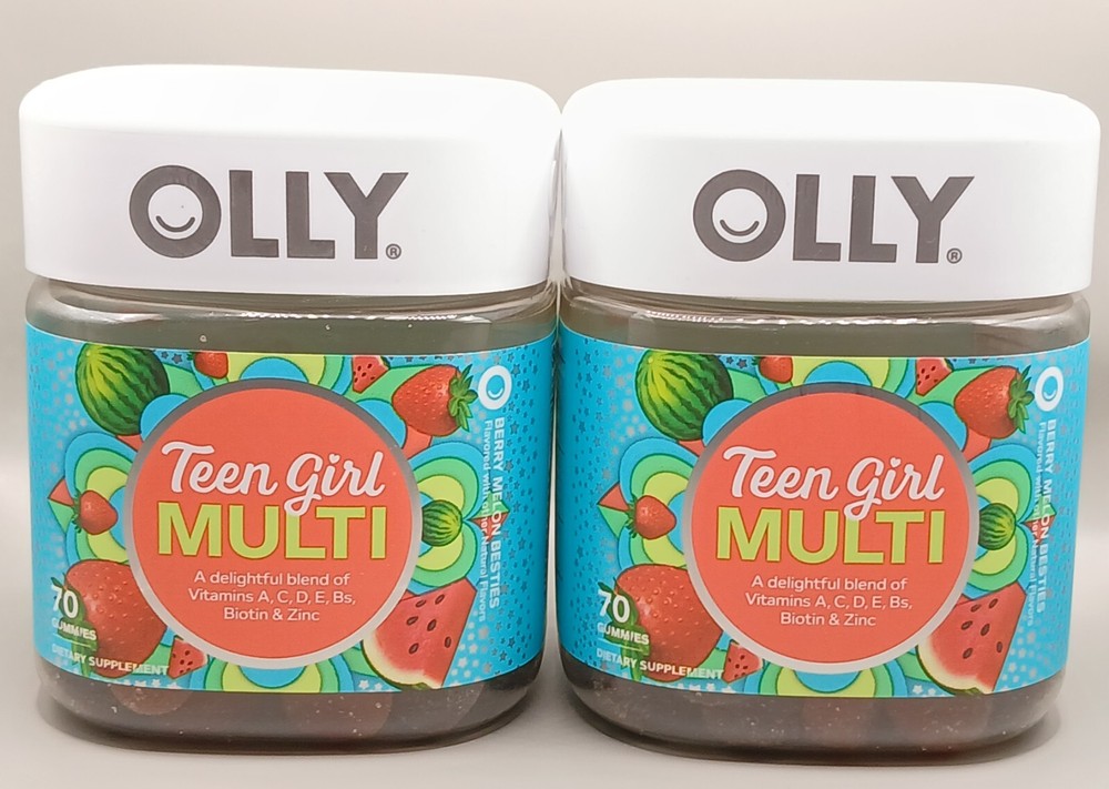 Olly TEEN GIRL Multi Vitamins Gummies, BERRY MELON, 70 ct Twin Set Exp 8/25