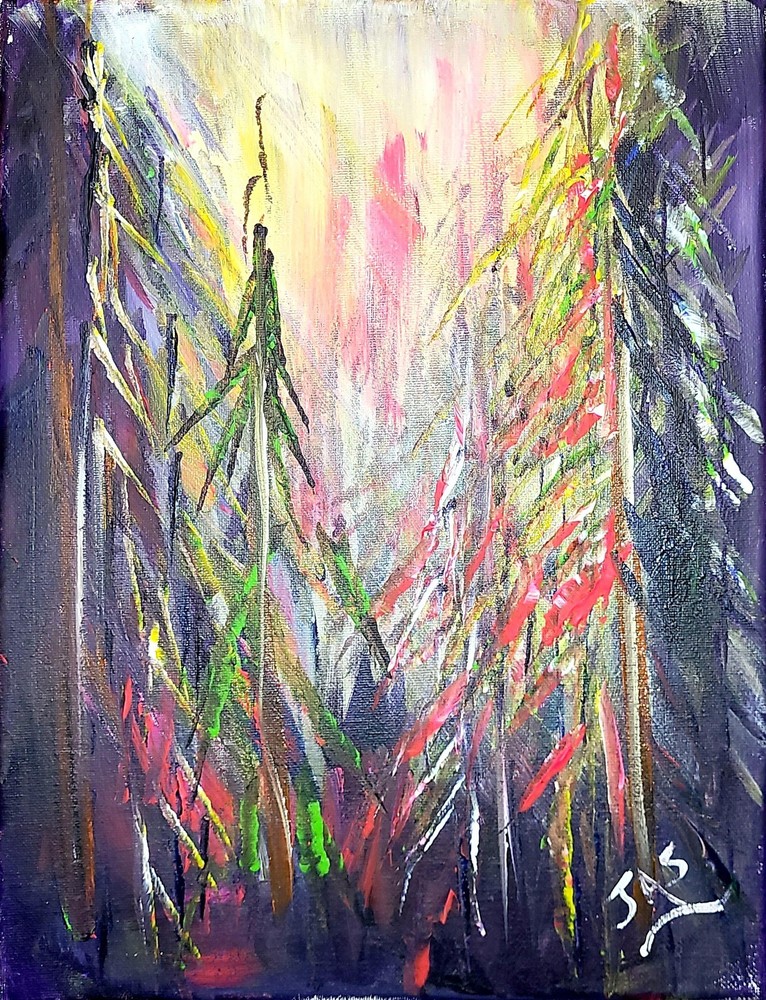 Abstract Landscape Acrylic 11 X 14 Original Painting OOAK, Modern ,Contemporary