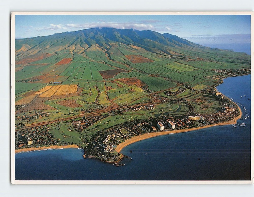 Postcard Aerial View Kaanapali Beach Maui Hawaii USA