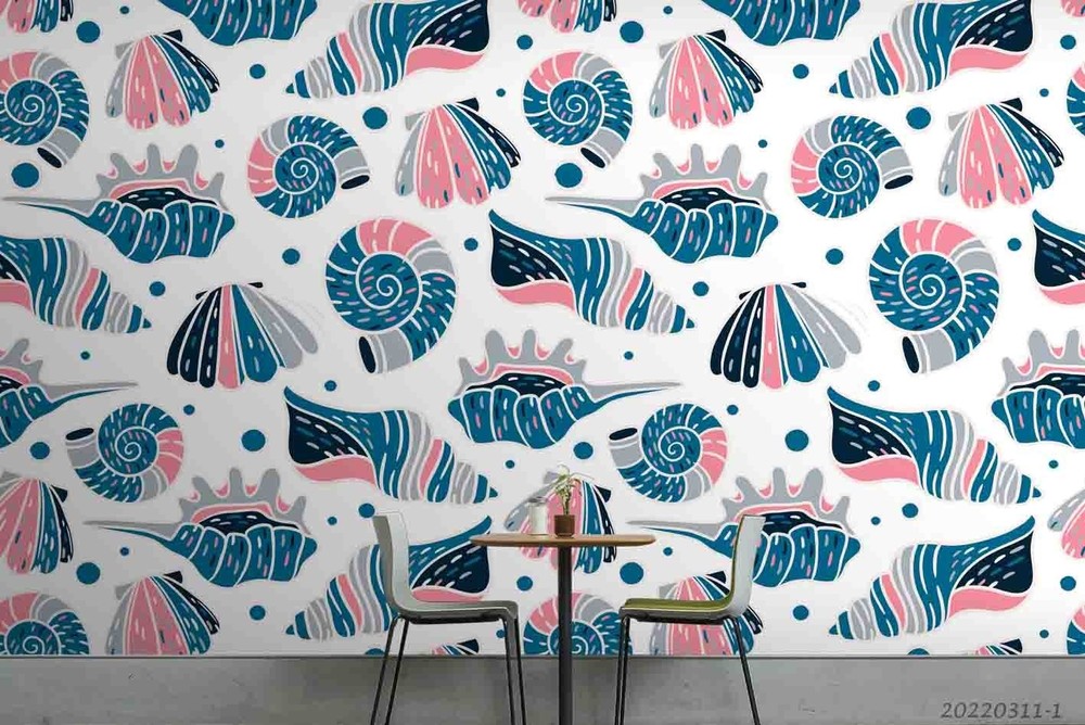 3D Conch Watercolor Pattern Wall Murals Wallpaper Murals Wall Sticker