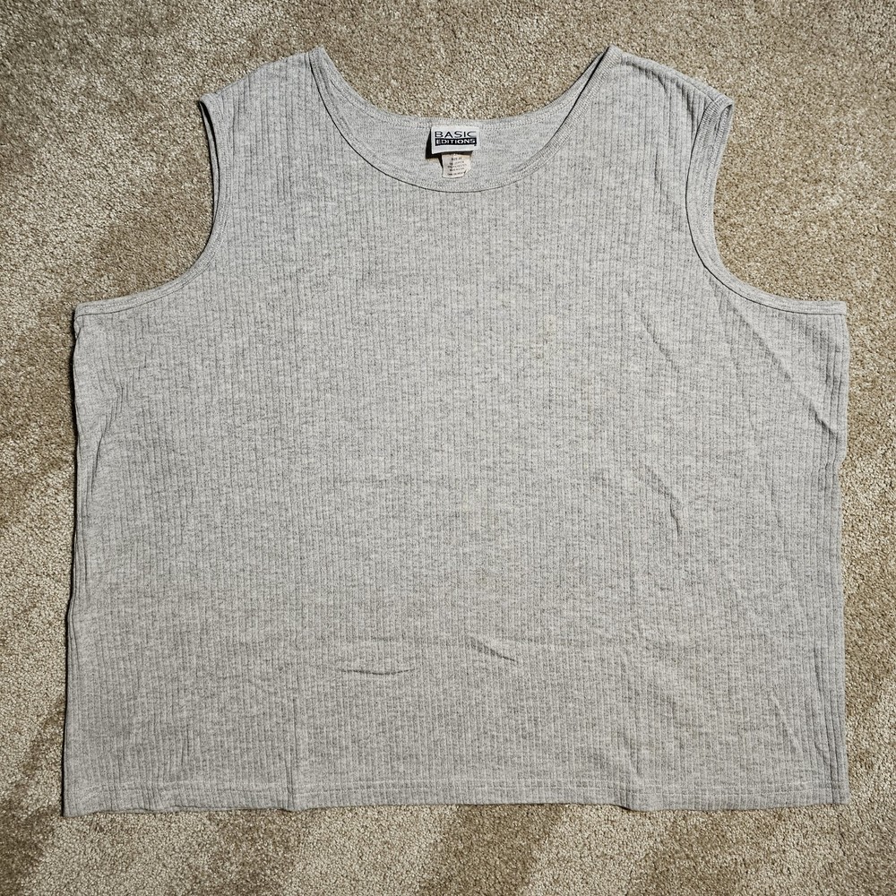 Vintage 90s MiUSA Basic Editions Boxy Gray 2XL Tank Top Indie Skate Grunge Blank