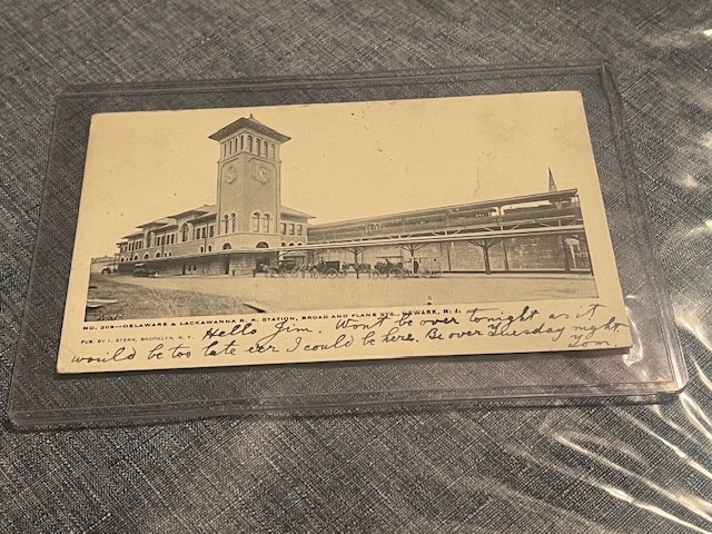 RPPC Postcard Delaware Lackawanna Railroad Station Broad Plane Street Newark NJ